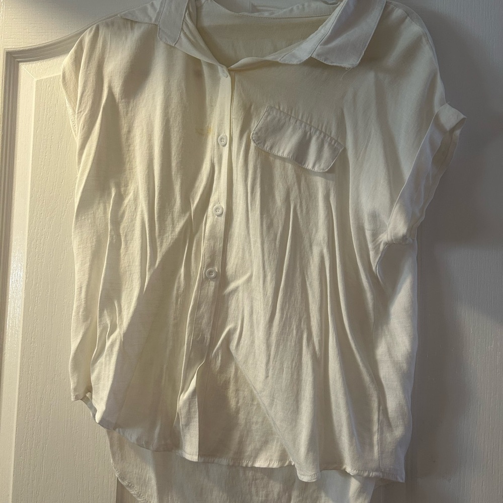 Cream Button-Up Blouse